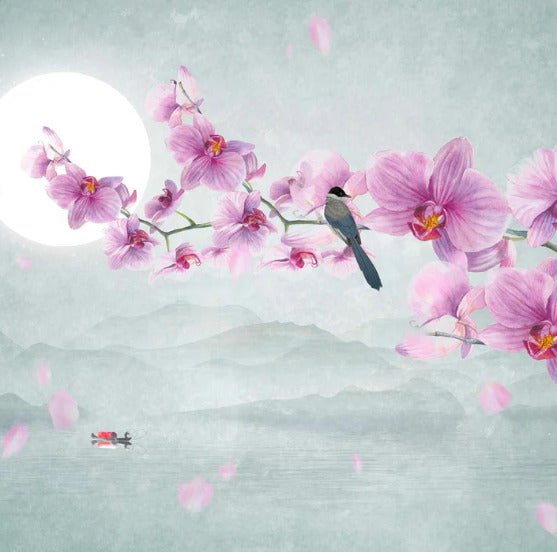 Papier peint panoramique intissé Orchidée, XXL, tendance