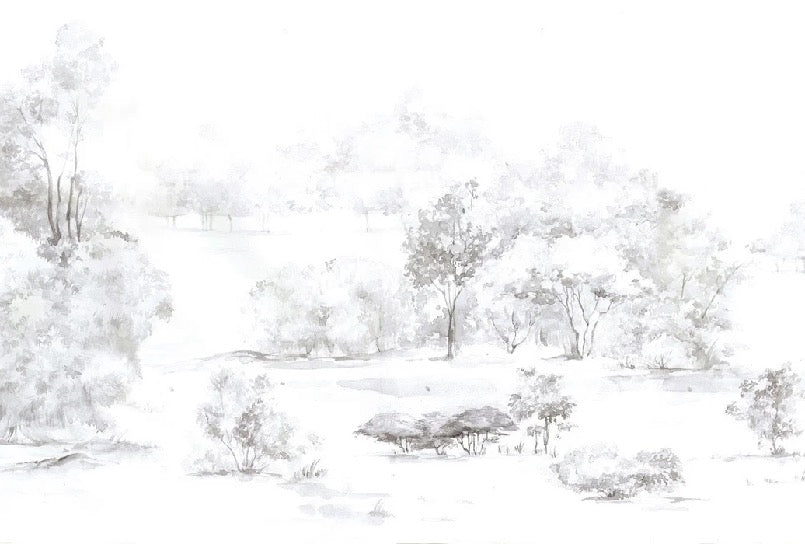 Tapete Kiefernwald Aquarell