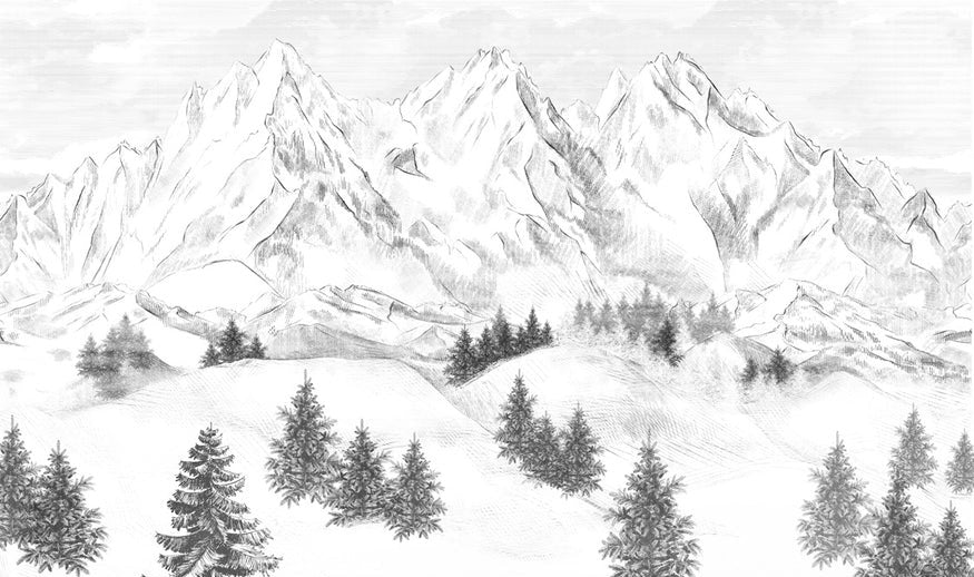Papier peint montagne sommets de Chamonix, XXL, tendance