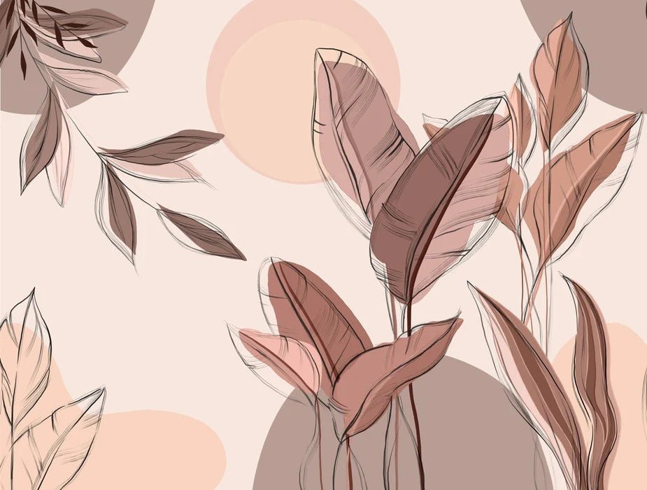 Papier peint panoramique végétal graphique, XXL, tendance