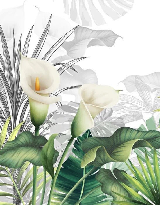 Papier peint salle de bain nature lys blanche, XXL, tendance