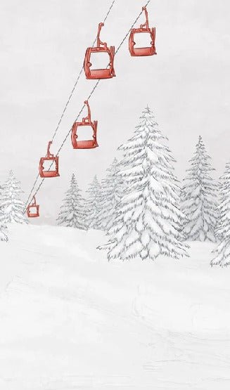 Carta da parati rossa per gondola di montagna