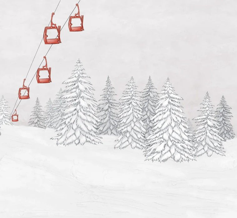 Carta da parati rossa per gondola di montagna