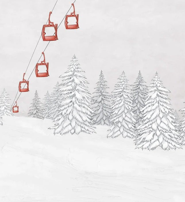 Carta da parati rossa per gondola di montagna