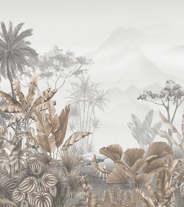 Badezimmertapete Trend Tropical Sepia