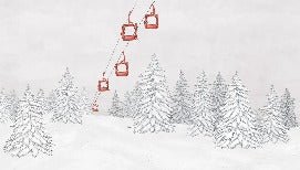 Carta da parati rossa per gondola di montagna