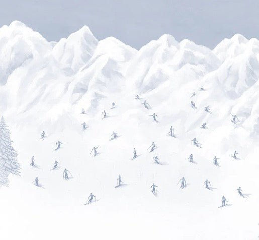 Papier peint montagne skieurs bleu