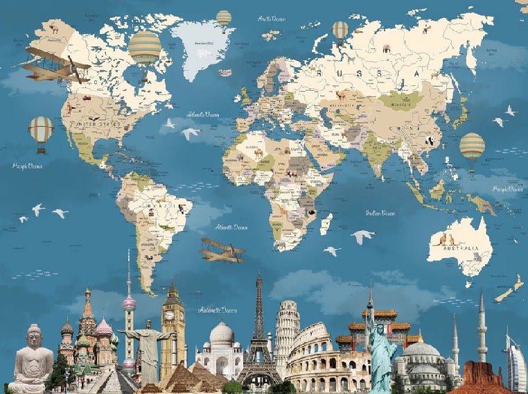 Papier peint carte monde Monument World, XXL, tendance