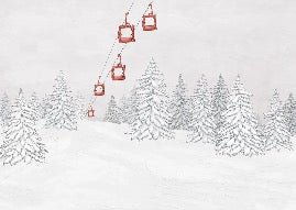 Carta da parati rossa per gondola di montagna