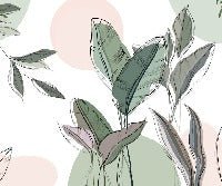 Papier peint panoramique végétal graphique vert, XXL, tendance