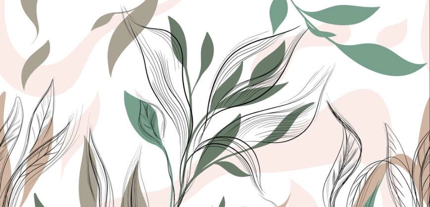 Papier peint panoramique fleur graphique, mural concept, tendance