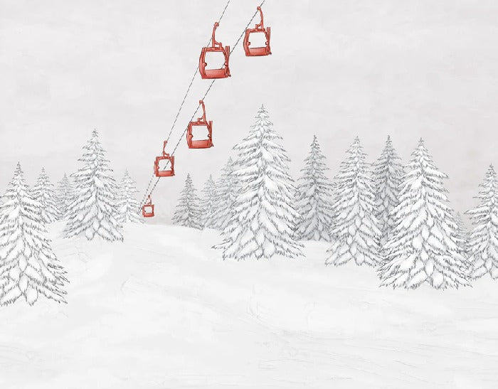 Carta da parati rossa per gondola di montagna