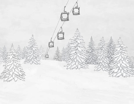 Carta da parati in bianco e nero per gondola di montagna