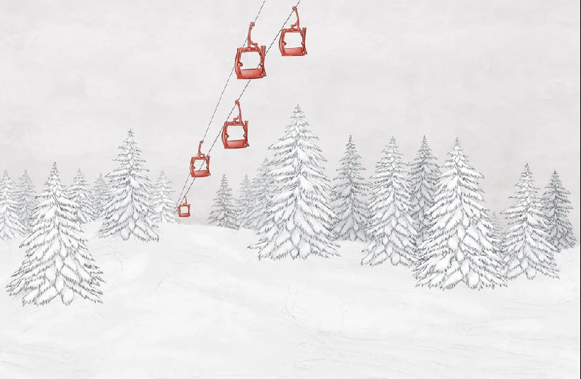 Carta da parati rossa per gondola di montagna
