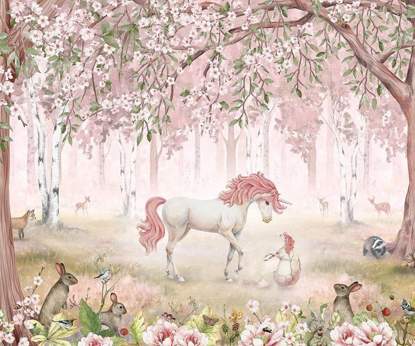 Carta da parati rosa fata unicorno