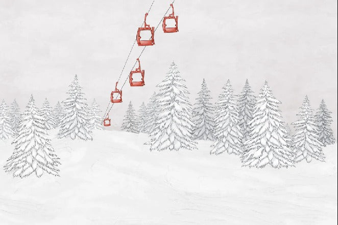 Carta da parati rossa per gondola di montagna