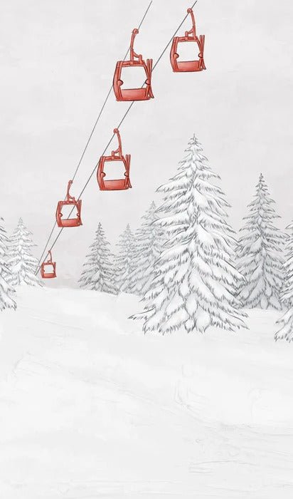 Carta da parati rossa per gondola di montagna