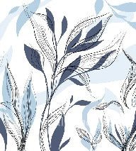 Papier peint fleur graphique bleu, XXL, tendance