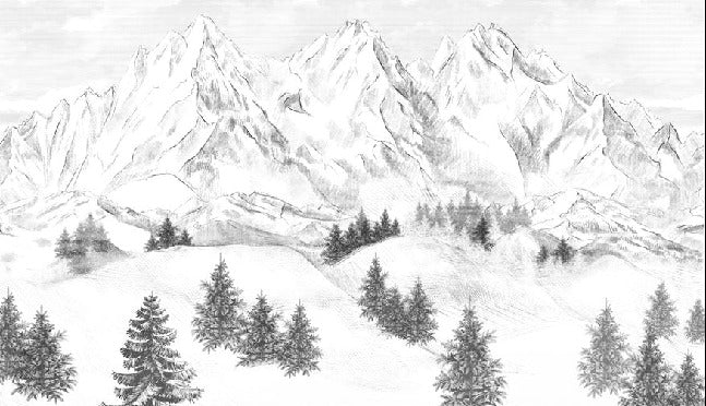 Papier peint montagne sommets de Chamonix, XXL, tendance