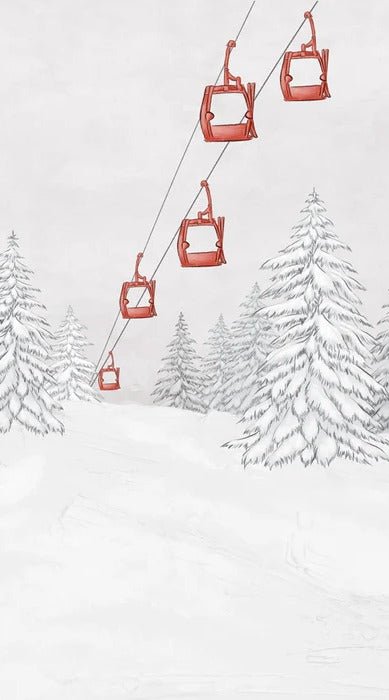 Carta da parati rossa per gondola di montagna