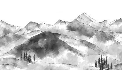 Papier peint montagne chaine des Aravis noir et blanc