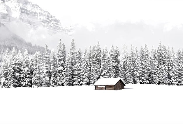 Panoramic mountain chalet wallpaper