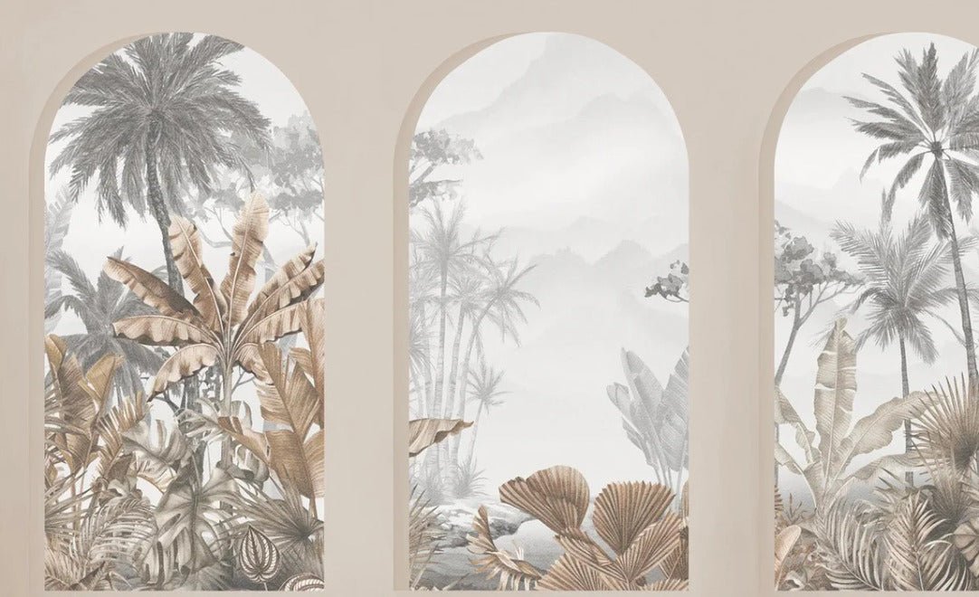Papier peint arches tropicales sépia, XXL, tendance
