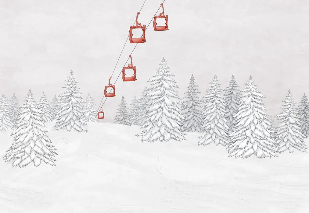 Carta da parati rossa per gondola di montagna