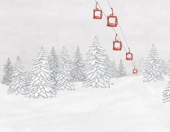Carta da parati rossa per gondola di montagna