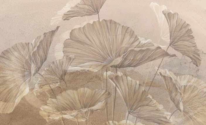 Papier peint panoramique lotus sepia, XXL, tendance