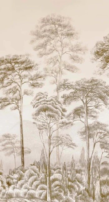 Carta da parati natura pineta seppia
