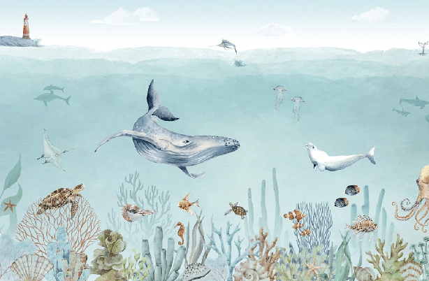 Papier peint panoramique vie marine