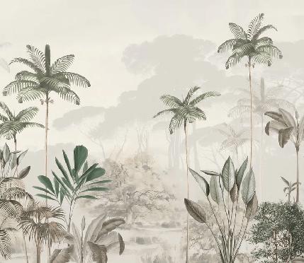 Papier peint panoramique jungle eden vert