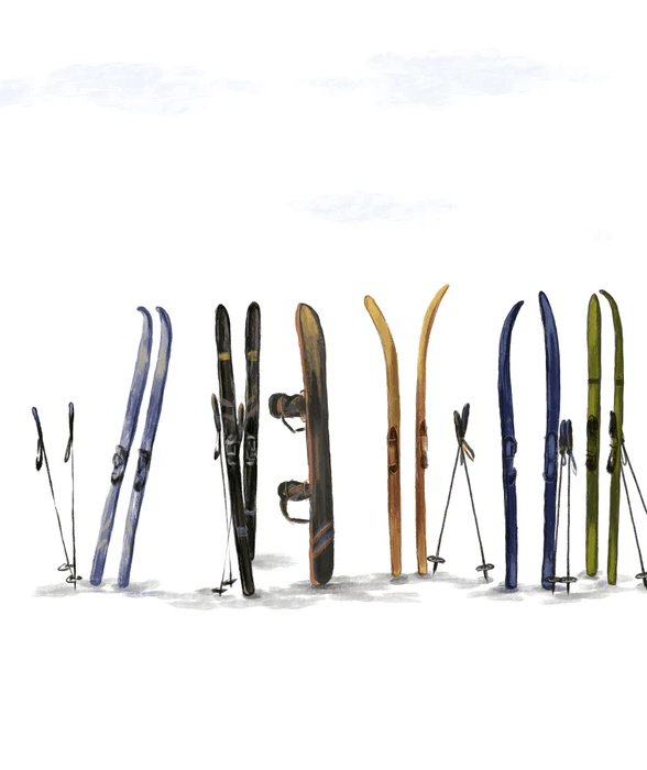 Papier peint panoramique skis colorés - Muralconcept