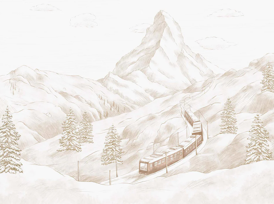 Papier peint panoramique Mont Cervin sépia