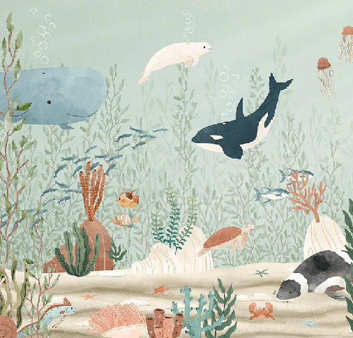 Carta da parati per bambini mondo marino