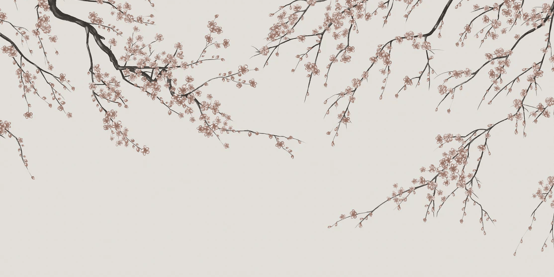 Papier peint panoramique Sakura beige, XXL, tendance