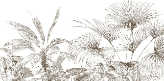 Papier peint tropical gravure monochrome - Muralconcept