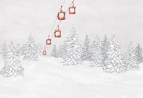 Carta da parati montagna cabinovia rossa