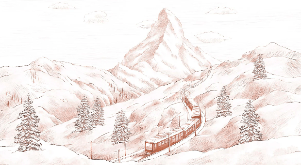 Papier peint panoramique Mont Cervin terracotta