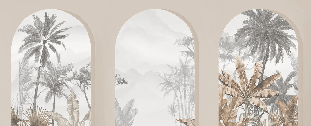 Papier peint arches tropicales sépia, XXL, tendance