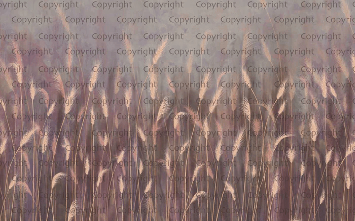 Papier peint panoramique herbes sauvages rose - Muralconcept