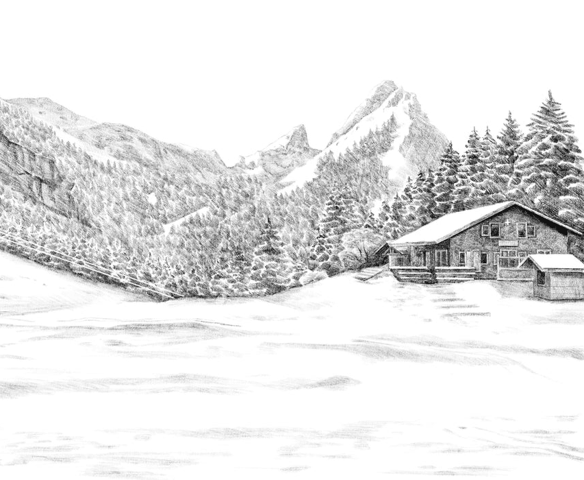 Papier peint montagne Suisse - Dent d'Oche - Muralconcept
