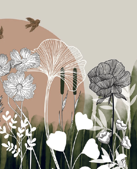 Papier peint panoramique illustration florale