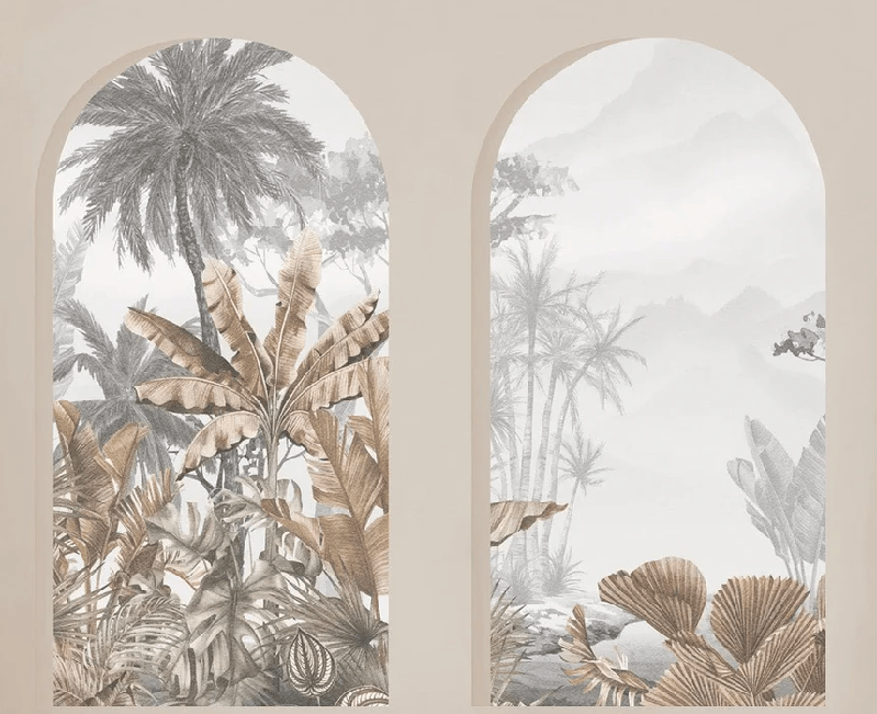 Papier peint arches tropicales sépia, XXL, tendance