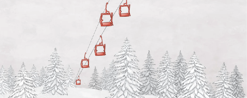 Carta da parati montagna cabinovia rossa