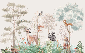 Papier peint chambre enfant nature magique beige, XXL, tendance