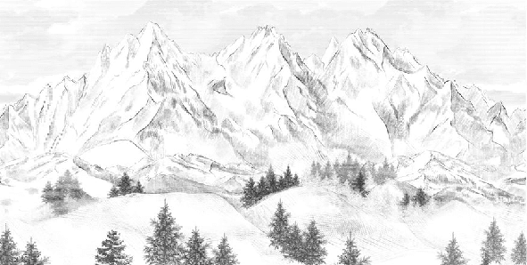 Papier peint montagne sommets de Chamonix - Muralconcept