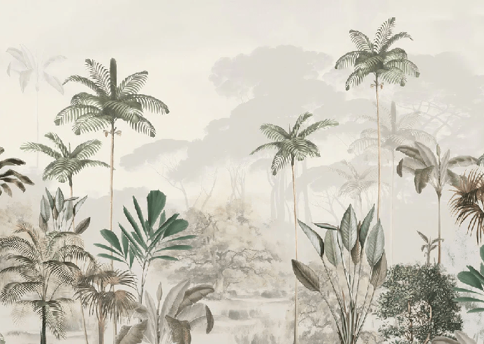 Papier peint panoramique jungle eden vert