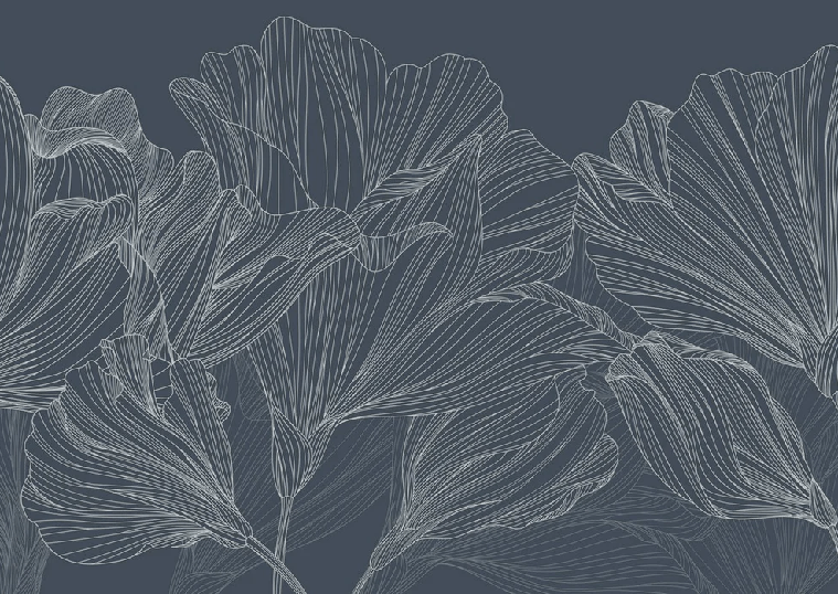 Papier peint panoramique valse des fleurs bleu